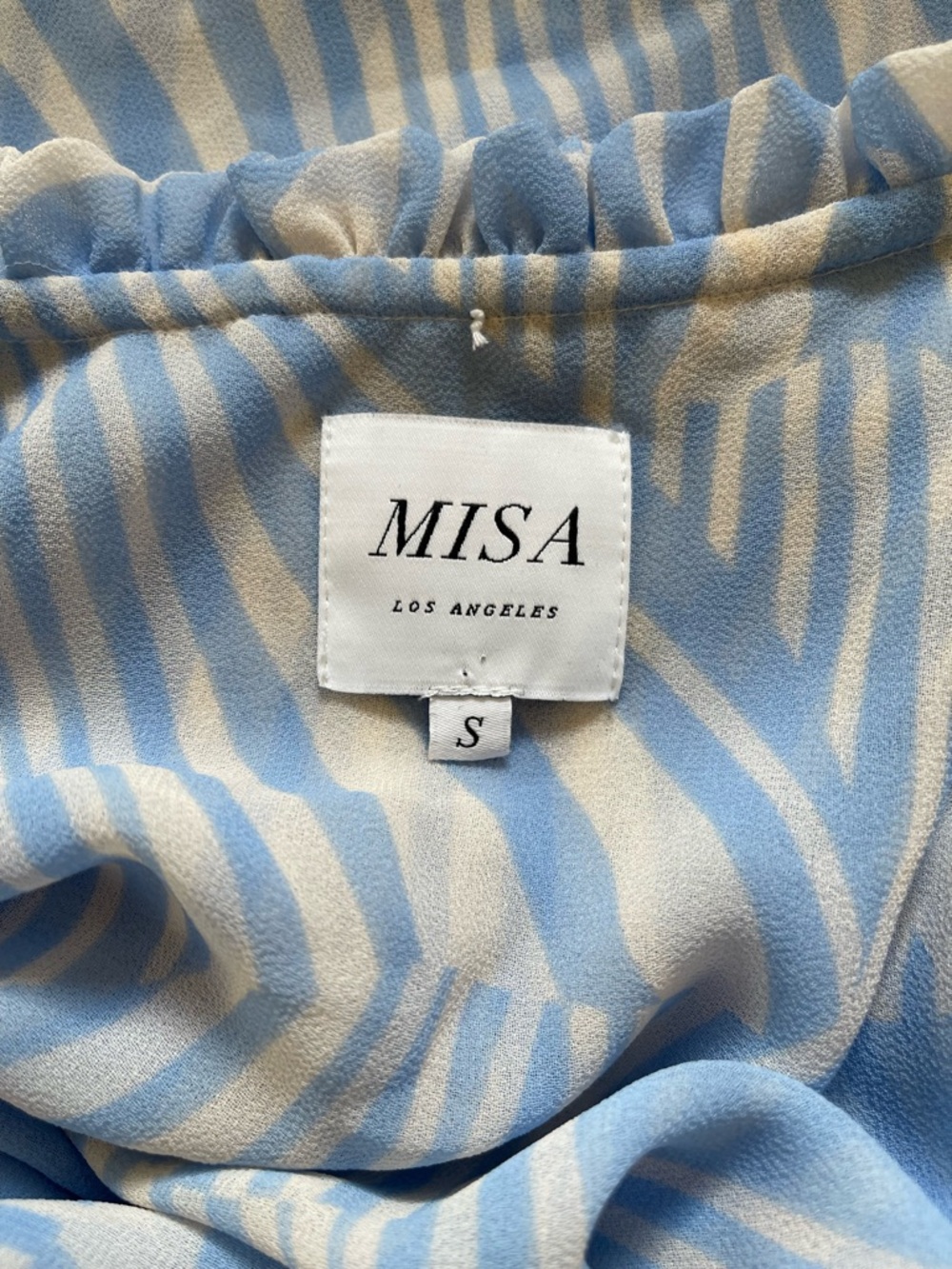 MISA Los Angeles Amata Dress Blue White Print Maxi Dress Boho Flowy Size S - Picture 6 of 6